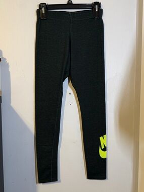 Nike green Leggings with Neon Yellow Swoosh